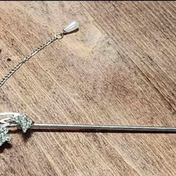 Silver Opalescent Flower Hair Stick - Picture 2 of 4